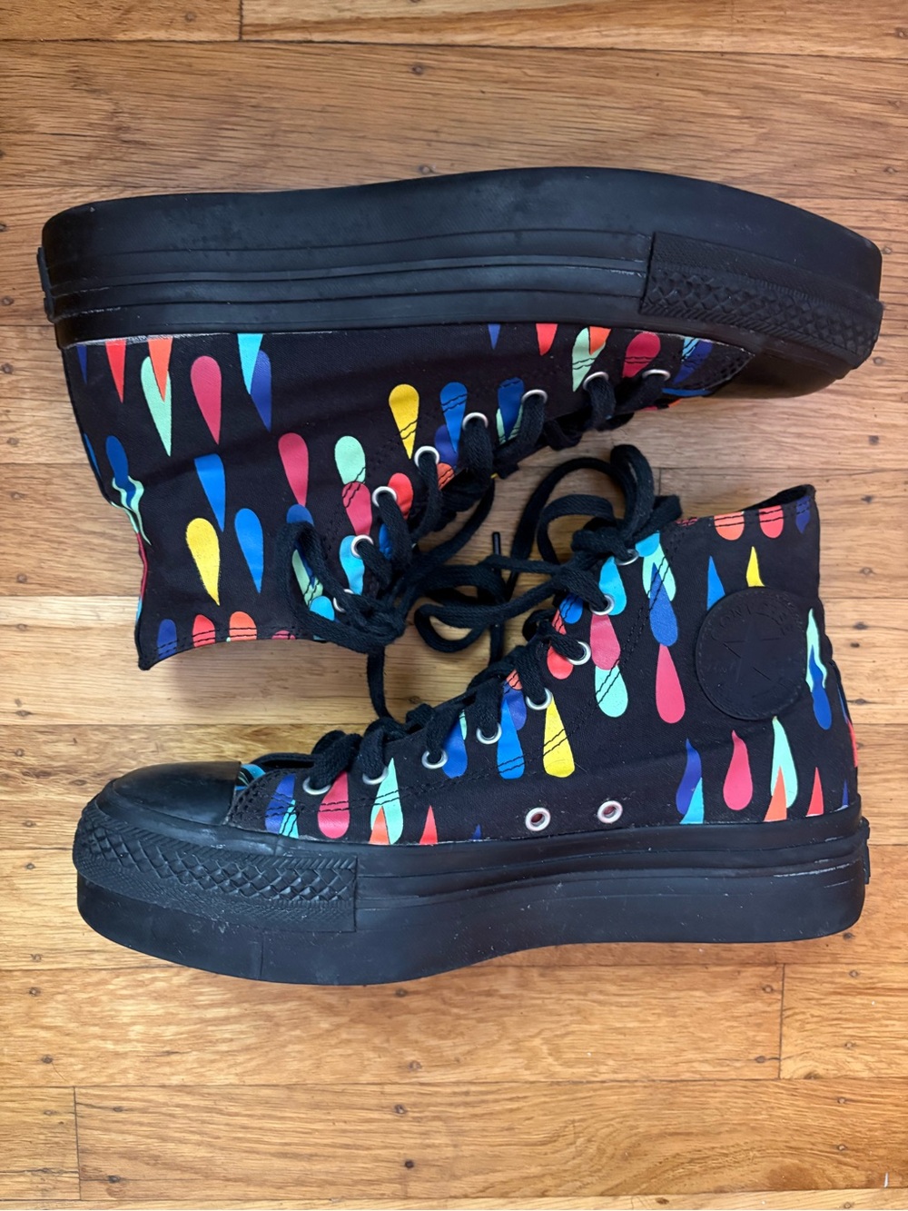 Converse x Marimekko Rainbow Raindrop High Top Platform Sneakers